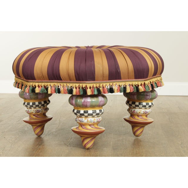 Mackenzie Childs 33 inch Round Ottoman Chairish