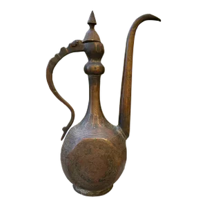 Antique 19th Century Islamic Middle Eastern Persian Copper Pitcher Water Dropper Ewer Teapot