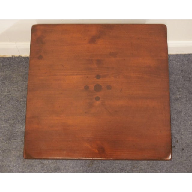Brown Ethan Allen Antiqued Pine Old Tavern Rustic Americana 23" Square Accent Bunching End Table 12-8001 For Sale - Image 8 of 10