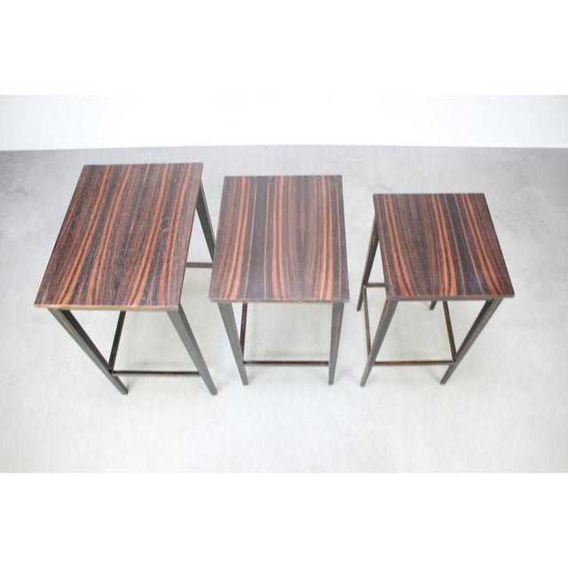 Mid-Century Modern Macassar Veneer Nesting Tables, 1950s, Set of 3 For Sale - Image 6 of 13