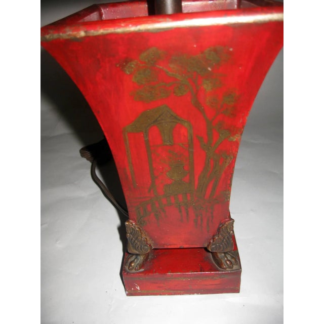 19th century Chinoiserie Tole Lamp Pair - A Pair For Sale - Image 4 of 10