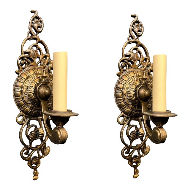 1920’s Brown Patina Single Light Sconces For Sale