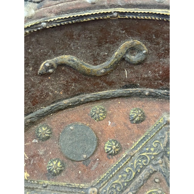 North African Brass Copper Wood Tuareg Large Charger For Sale - Image 12 of 12