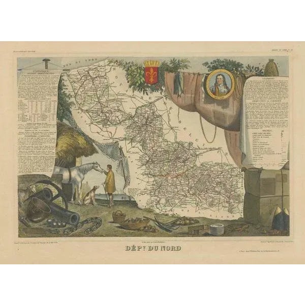 Antique Map of the Department of Nord For Sale - Image 3 of 6