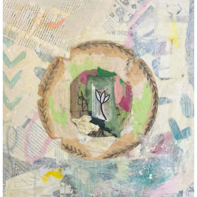 Modern Encaustic and Collage Painting 'Home Grown' For Sale - Image 4 of 8
