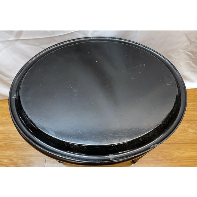 19th Century Paper Mâché Painted Oval Tray on Later Stand For Sale - Image 4 of 6
