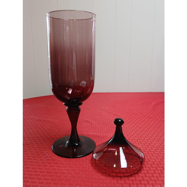 Empoli Mid Century Modern, Amethyst Apothecary Glass Jar 19" High W/ Lid For Sale - Image 4 of 6