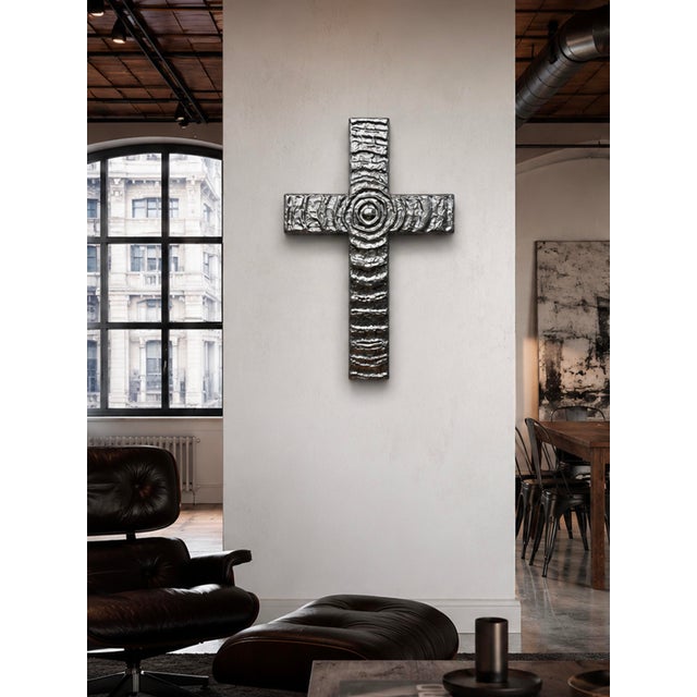 Early 21st Century Cross No. 3 | Silver Sculptural Wall Cross For Sale - Image 5 of 6