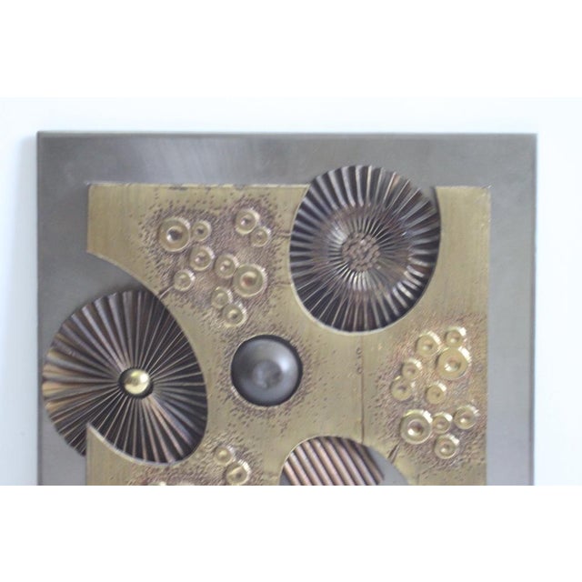 Metal Brutalist Brass Wall Panel, 1970s For Sale - Image 7 of 16