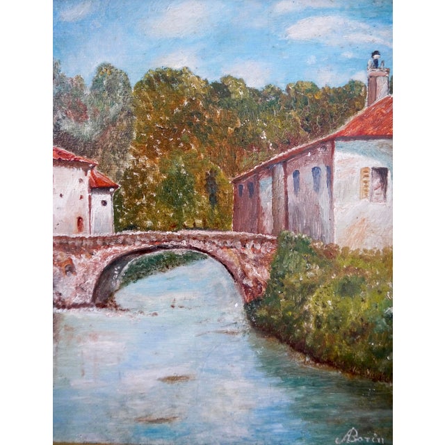 ➡️ River town landscape⬅️ ⏩It is signed J Borin⏪ ⭐Medium:⭐ Oil on wood / isorel ⭐Technique: ⭐Impasto painting with...