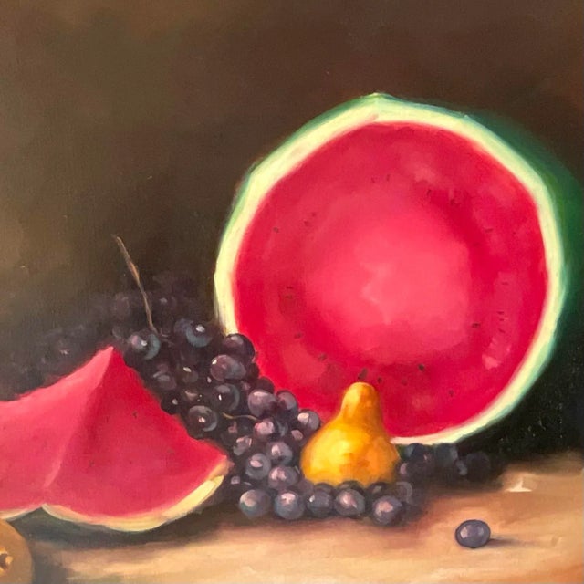 Vintage Signed Fruit Still Life Oil Painting on Canvas For Sale In West Palm - Image 6 of 15