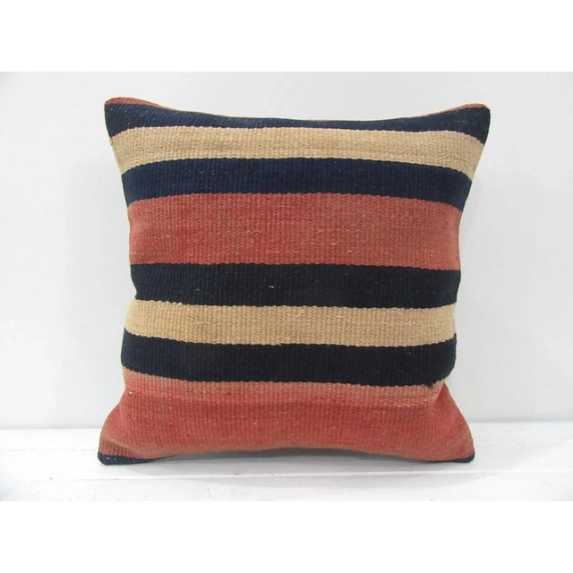Handmade Striped Turkish Kilim Pillow Cover For Sale - Image 4 of 4