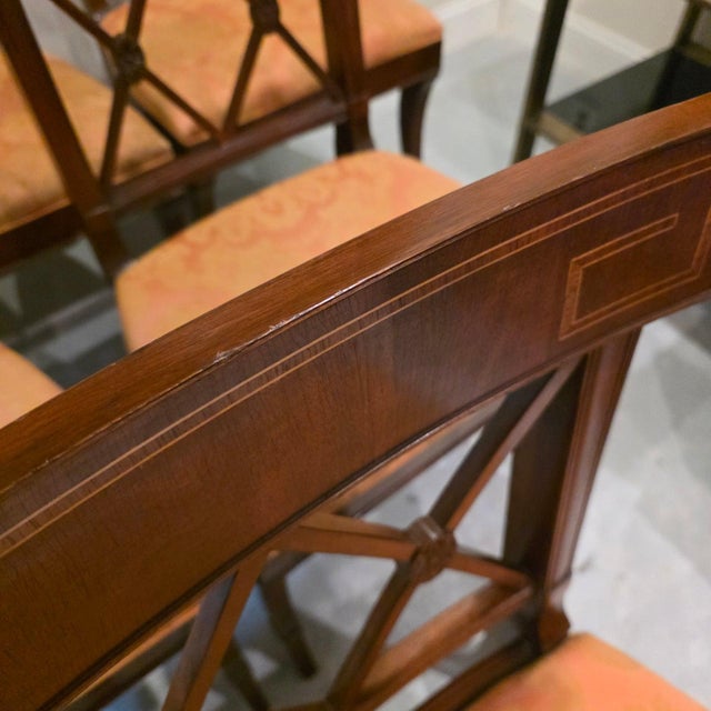 Vintage John Stuart Neoclassical Regency Revival Dining Chairs With Greek Key Inlay - Set of 6 For Sale - Image 10 of 12