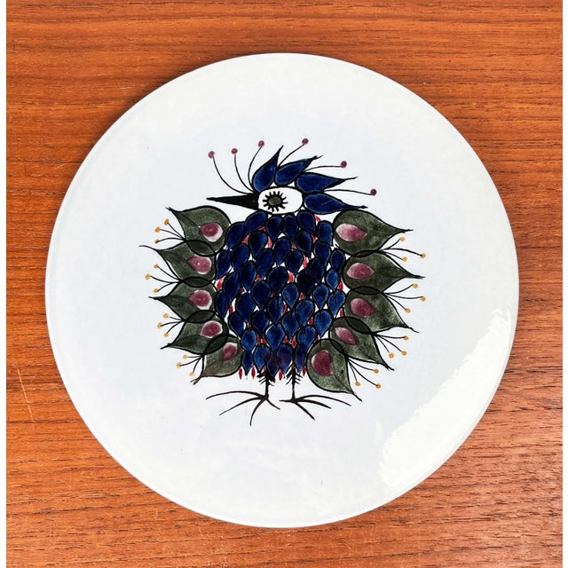 Mid-Century Modern Danish Crazy Bird Design Plate Coaster by Beth Breyen for Royal Copenhagen For Sale - Image 15 of 15