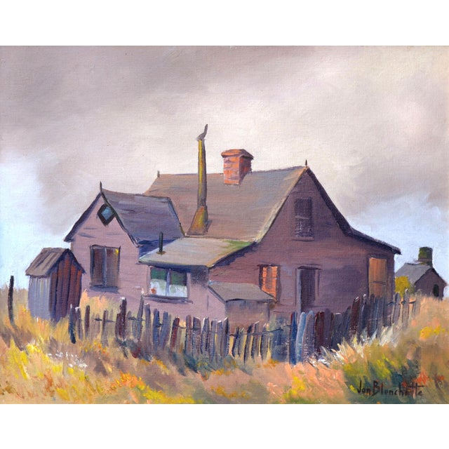Beautiful plein air landscape of an old Mendocino country house by listed artist Jon Blanchette (American, 1908-1987)....