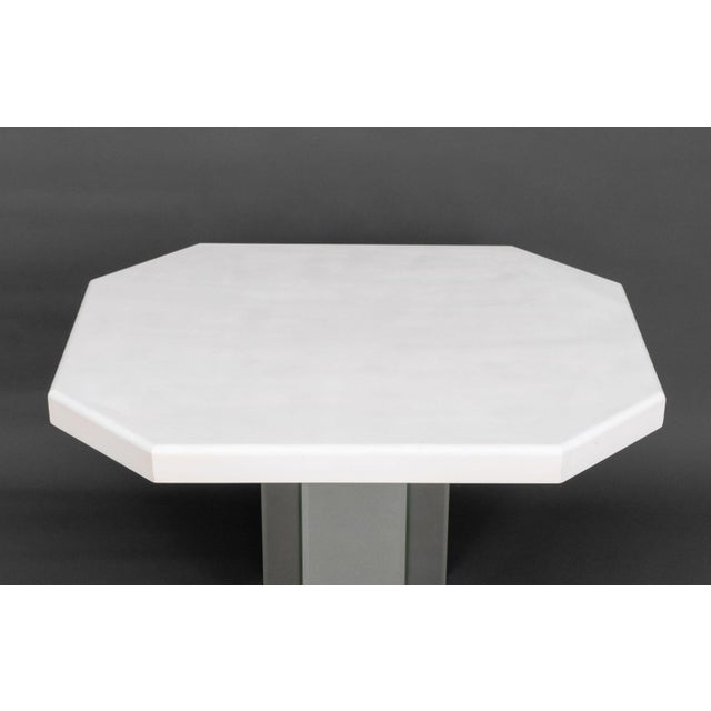 Contemporary Modern White Painted and Mirrored Pedestal Table For Sale - Image 3 of 8