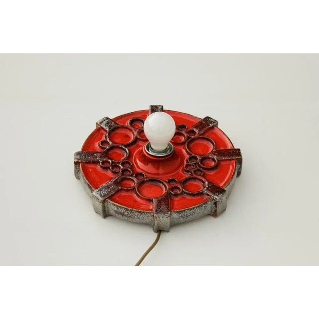 Ceramic Red Round Fat Lava Ceramic Wall Lamp from Hustadt Leuchten, 1970s For Sale - Image 7 of 7