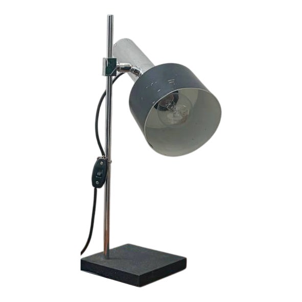 Table Lamp with Chrome-Plated Frame and Stone Base, 1970s For Sale