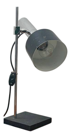 Table Lamp with Chrome-Plated Frame and Stone Base, 1970s