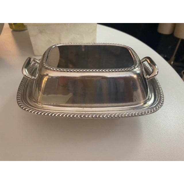Metal Silver Covered Serving Dish For Sale - Image 7 of 7