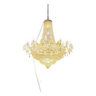 Custom Empire Style Lead Crystal Basket Chandelier 48 Lights 200 Cm For Sale