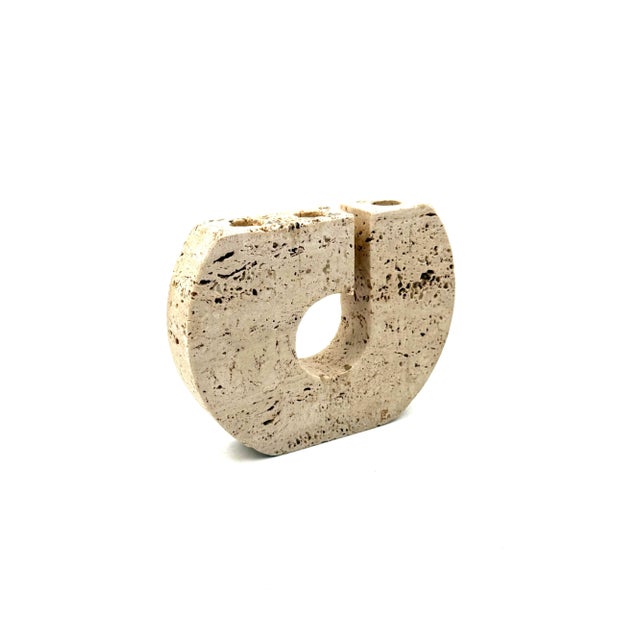 Ivory Brutalist Travertine Candleholder by Fratelli Mannelli for Enzo Mari, Italy, 1970s For Sale - Image 8 of 17