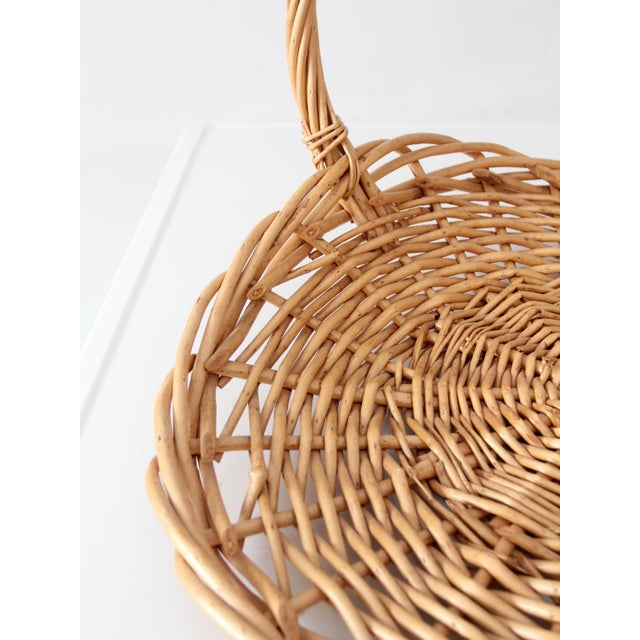 Vintage Large Wicker Gathering Basket For Sale - Image 9 of 12