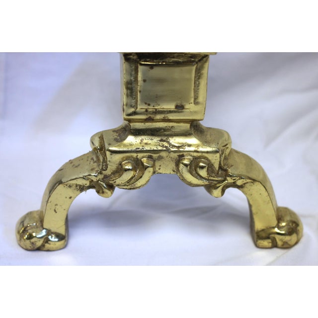 Traditional Late 19th Century Pair of Victorian Renaissance Revival Brass Lion Andirons For Sale - Image 3 of 5