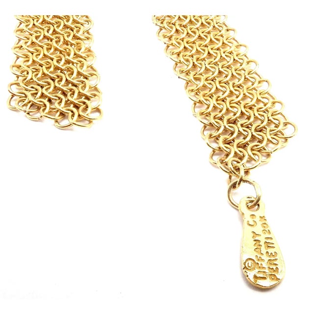 Tiffany and Co. Vintage Tiffany & Co. Peretti 20k Yellow Gold Mesh Bib Scarf Necklace For Sale - Image 4 of 8