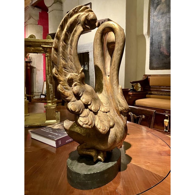 Ittalian Artist, Empire Period Decorative Swan Sculptures, 1800s, Giltwood, Set of 2 For Sale - Image 5 of 13