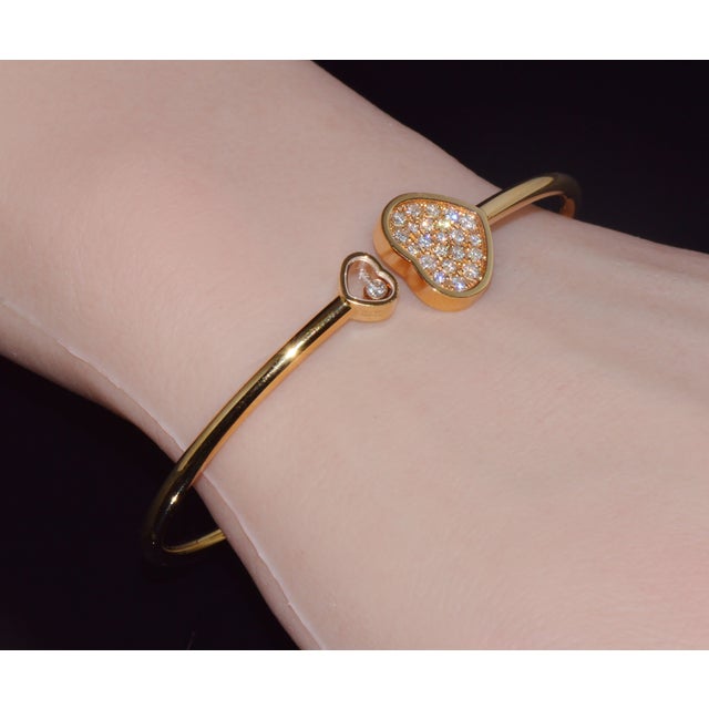 Late 20th Century Authentic Chopard Happy Hearts 0.45ct Diamond Open Bangle Bracelet in 18k Rose Gold For Sale - Image 14 of 18