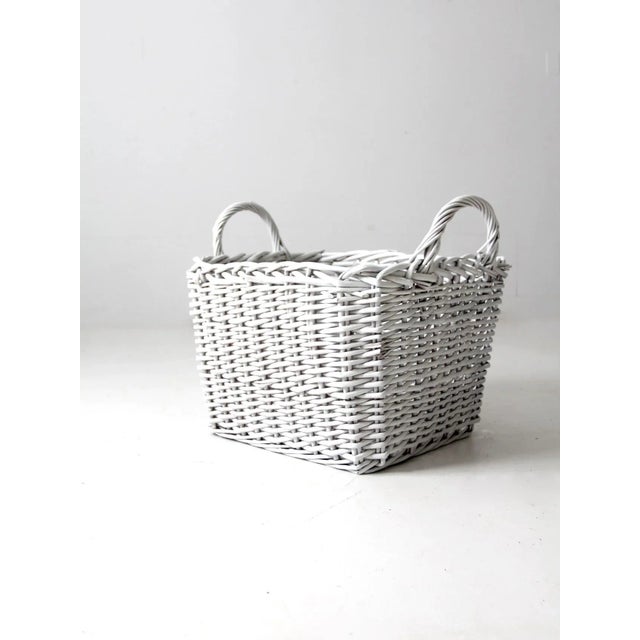 Vintage Large White Storage Basket For Sale - Image 4 of 13