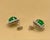12 Ct Natural Emerald Zambia Cabochon & Diamond Stud Earring 14 Karat White Gold For Sale - Image 4 of 18