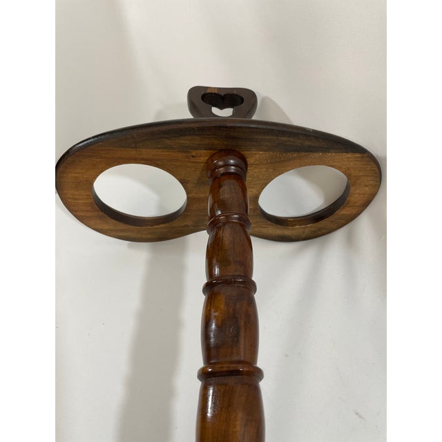 Vintage 1980s Walnut Double Umbrella Stick Stand For Sale - Image 13 of 17