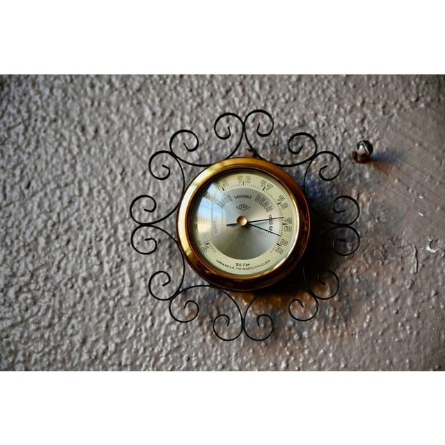 Wall Barometer in Wrought Iron and Gilt Brass from Sfam, France, 1970s For Sale - Image 6 of 6