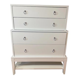 Bungalow 5 Pandora Tall 4-Drawer, White Lacquer Dresser, Attributed For Sale