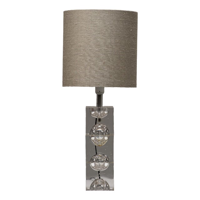 Vintage Space Age Sculptural Glass Table Lamp, 1970s For Sale