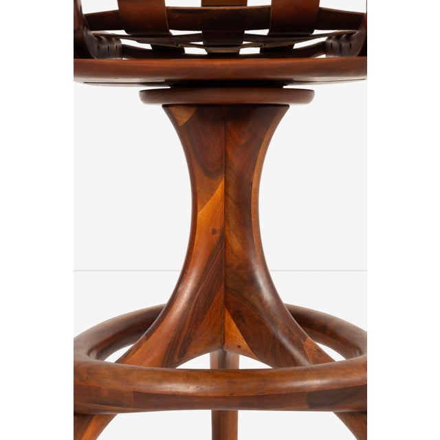 1970s California Craft Arthur Espenet Carpenter Three Leg Bar Stool in Walnut For Sale - Image 10 of 12