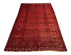 Large Vintage Afghan Red & Black Tribal Turkoman Village Rug, 1950s