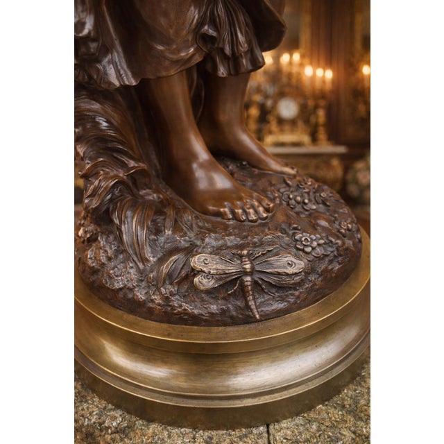Art Nouveau 1860 Moreau Romantic Brown Gold Bronze Sculpture For Sale - Image 3 of 10