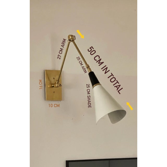 Cream White Wall Lamps in the style of Stilnovo, Set of 2 For Sale - Image 8 of 10