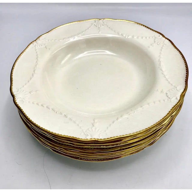 Antique Victorian Minton Ironstone Bowls With Molded Swag & Shell Decoration – Set of 6 For Sale - Image 9 of 11