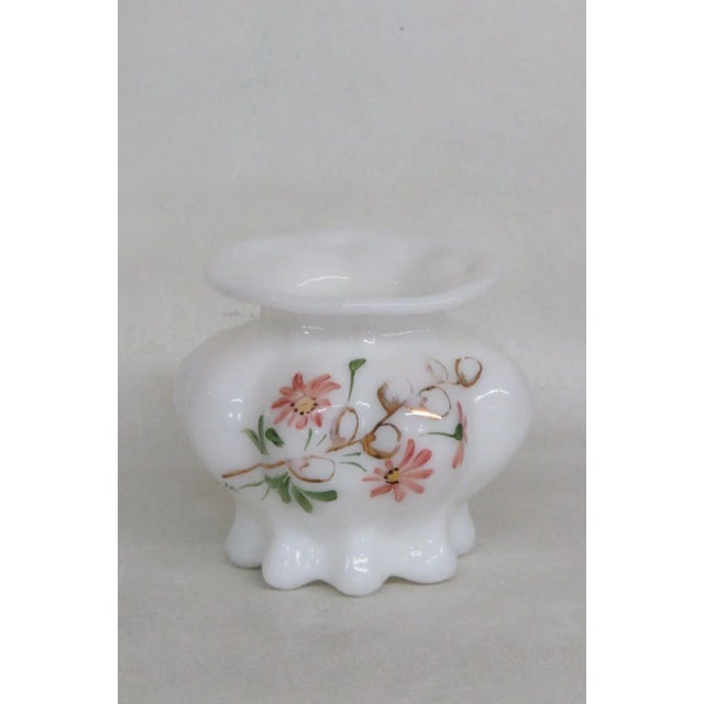 Consolidated Glass Hand Painted Floral White Catalonian Melon Vase For Sale - Image 13 of 13