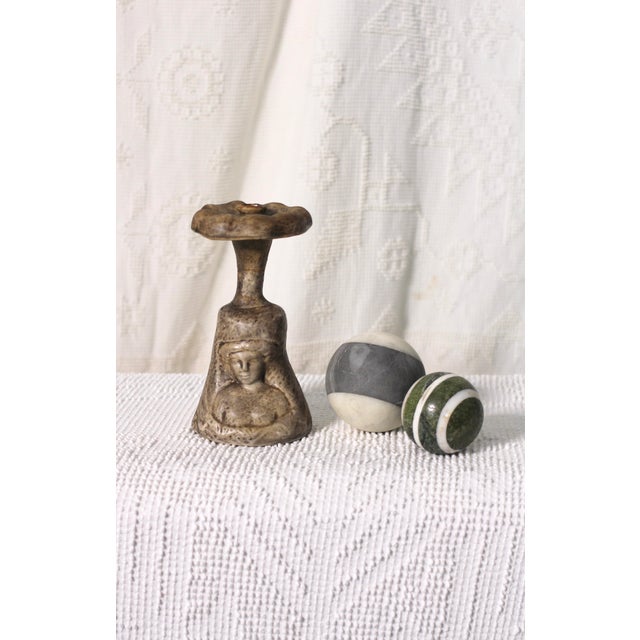 Beige Sculptural Italian Majolica Ceramic Wine Bottle With the Bust of a Woman From the 1960s For Sale - Image 8 of 8