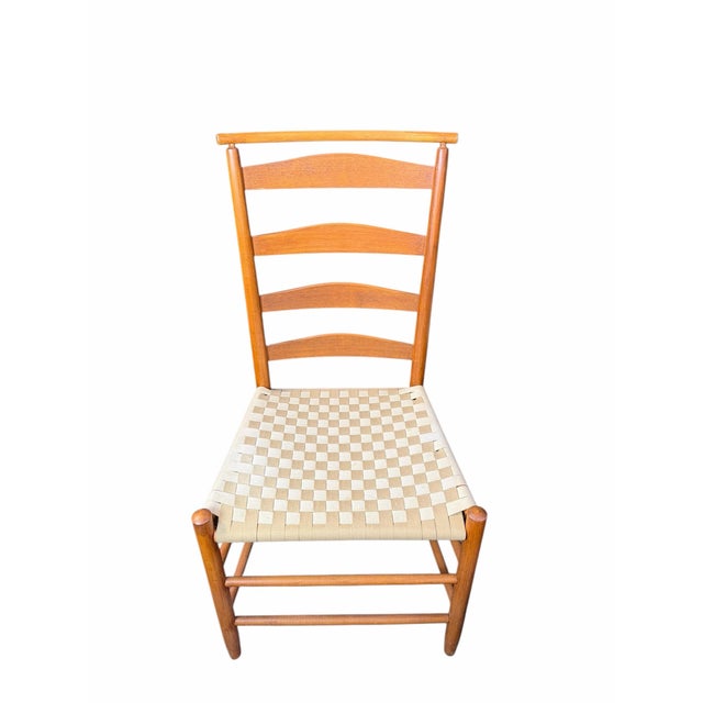 Wood Vintage Shaker Style Cherry Wood Ladder Back Chairs -Set of 4 For Sale - Image 7 of 12
