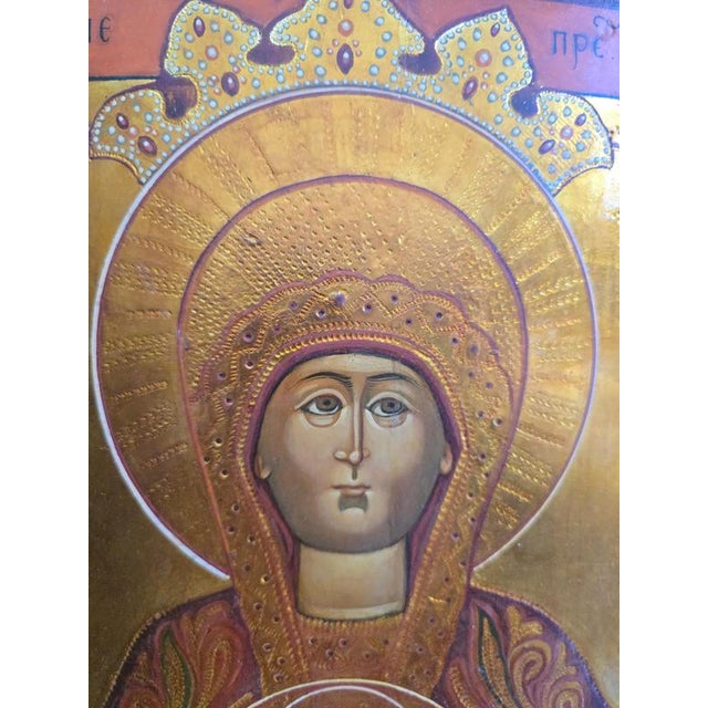Gold Russian Icon of Our Lady of the Sign (Znameniye), 19thCentury, Painting on Panel For Sale - Image 8 of 12