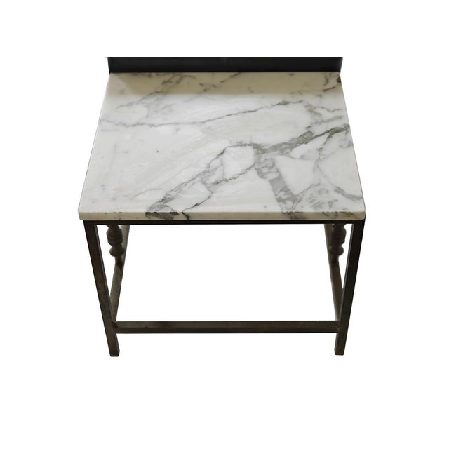 Mid-Century Modern Vintage Lobby Bench Mid 20th Century - Carrara Marble For Sale - Image 3 of 8