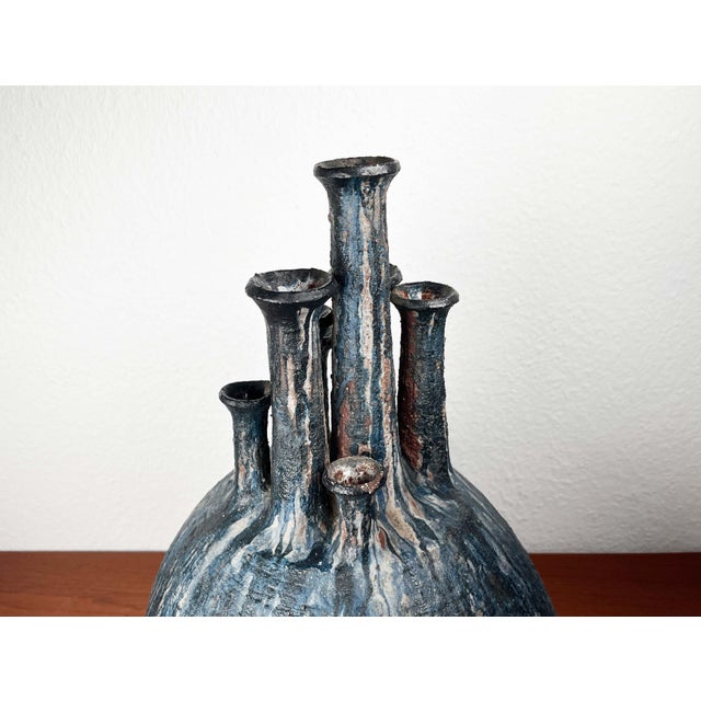 Large Mid-Century Modern Brutalist German Studio Pottery Chimney Vase from Gerhard Liebenthron, 1974 For Sale - Image 9 of 18