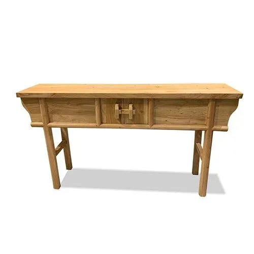 Asian Natural Wood console table. It is made out of elm wood. It has 2 doors. It is very nice pieces to have as you can...
