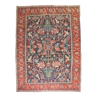 Antique Zabihi Collection Persian Serapi Carpet For Sale